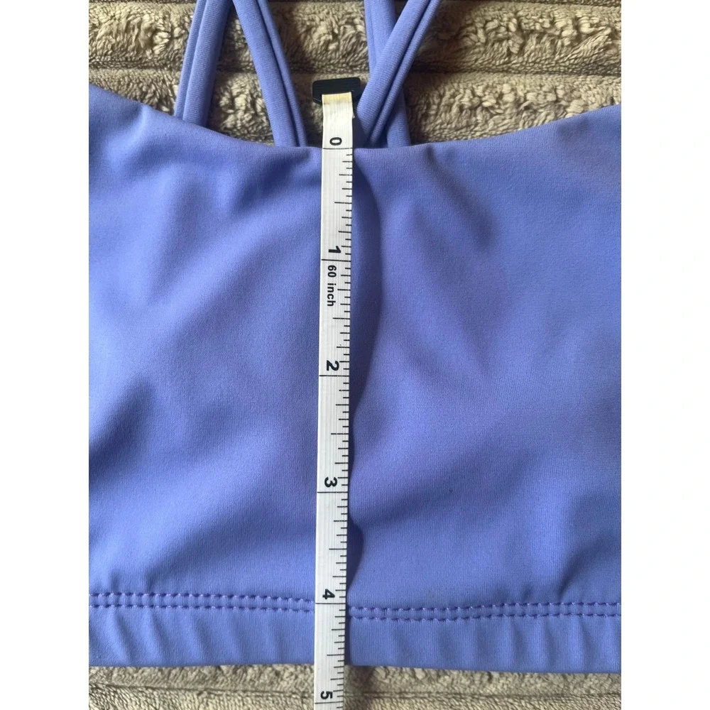 Onzie Purple Blue Strappy Sports Bra and Side Tie Shorts Activewear Set